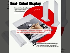 Doppelseitige LED-Werbung A4-Lichtkästen für wiederaufladbare Restaurantmenü