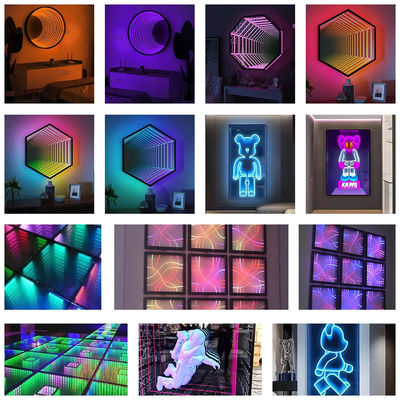kaufen Home Magic Mirror Neon-Schild Infinity Neon Led Rgb Schild 3D Glas Neon-Schild Online-Herstellung