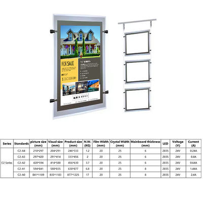 angepasste Immobilien Kristall Acryl Stand Digital Display Bildschirm Werbung A4 Panel Transparente Hintergrundbeleuchtung Lichtscheibe