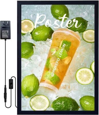 Langlebiger Aluminiumrahmen LED-Filmposterrahmen mit ultra-dünnem 18-mm-Design und Sicherheitszertifizierung UL/cUL für Werbe-Leuchtkästen